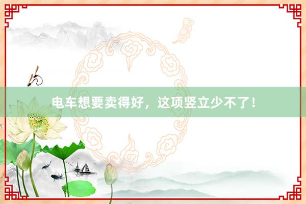 电车想要卖得好，这项竖立少不了！