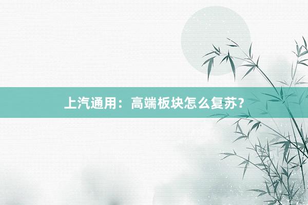 上汽通用：高端板块怎么复苏？