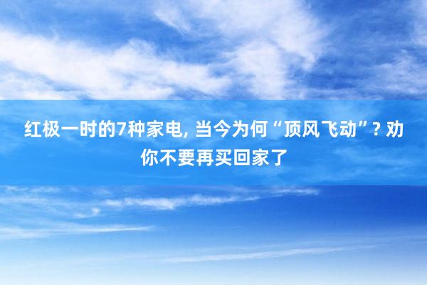 红极一时的7种家电, 当今为何“顶风飞动”? 劝你不要再买回家了